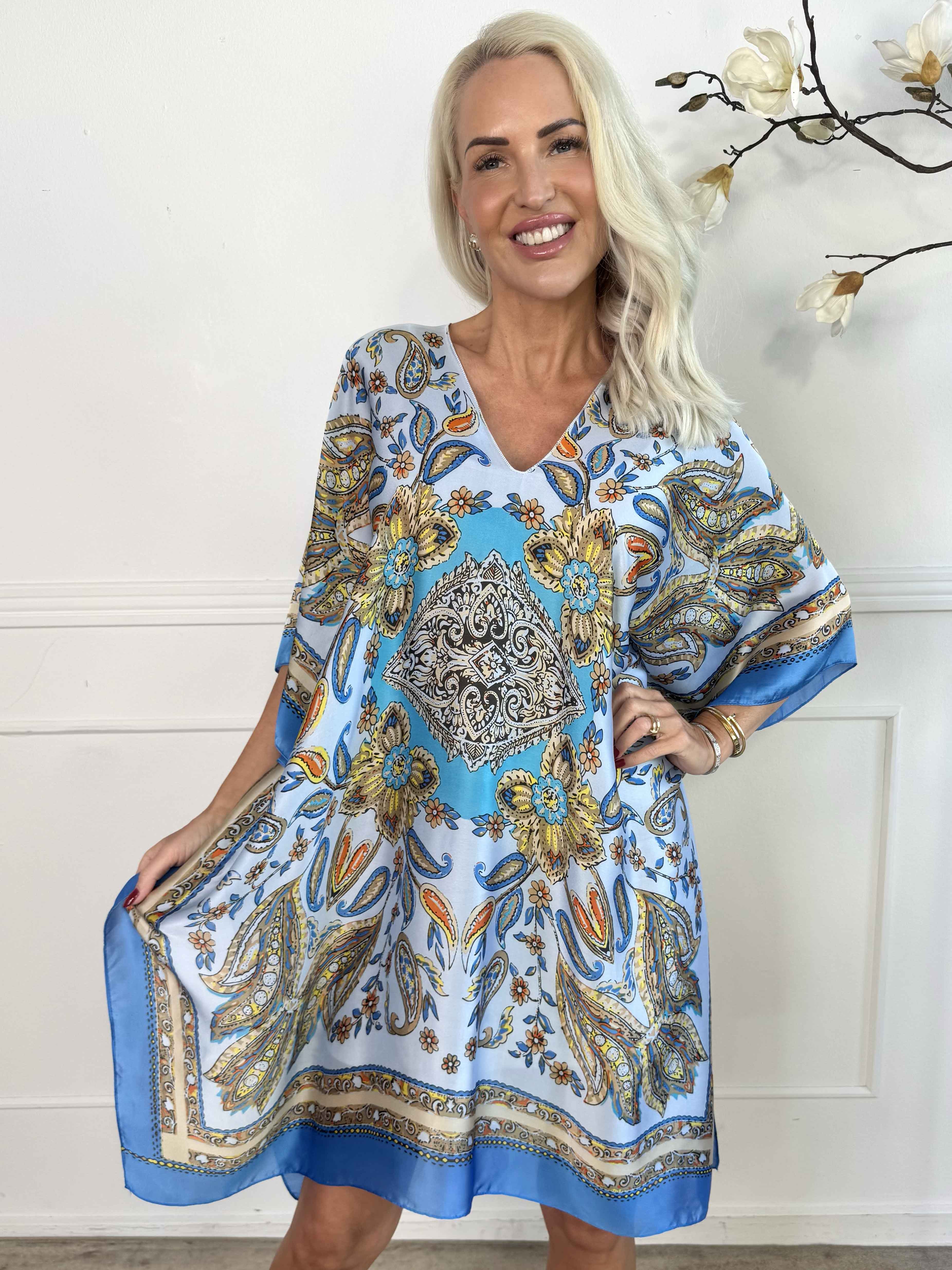 Miranda - Löst mönstrad tunika i mjuk viskos och siden